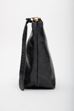 Veinage Garnier black leather pouch, handmade in Montreal, Canada