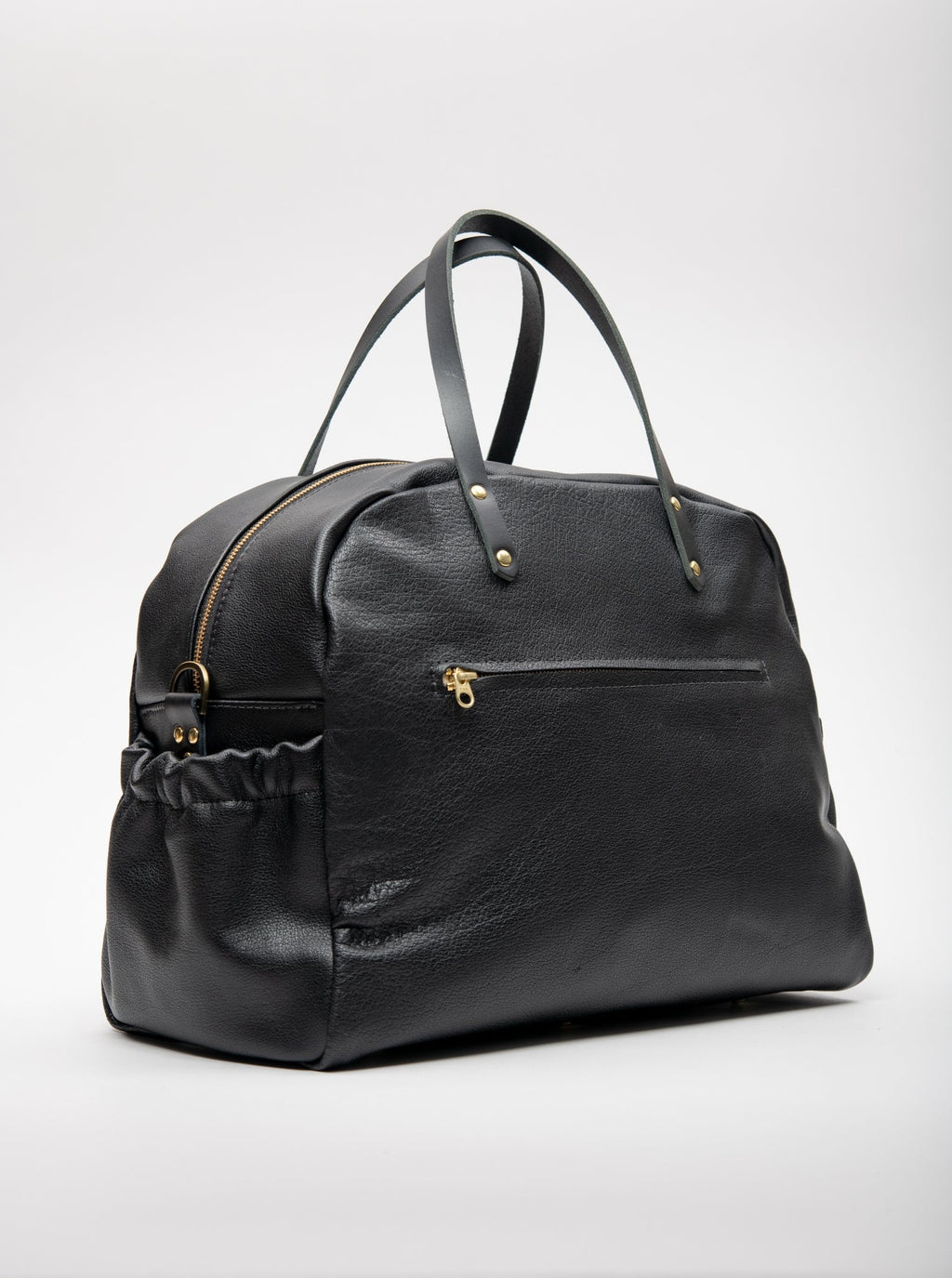Veinage Leather travel or maternity bag multifunctional CIAO made to order, handmade in Montreal Canada