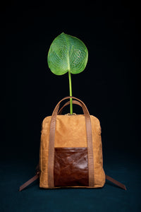 GILFORD leather and waxed canvas back pack, Veinage handmade in Montreal, Canada