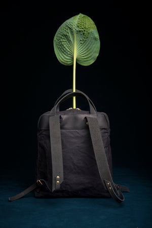 GILFORD leather and waxed canvas back pack, Veinage handmade in Montreal, Canada