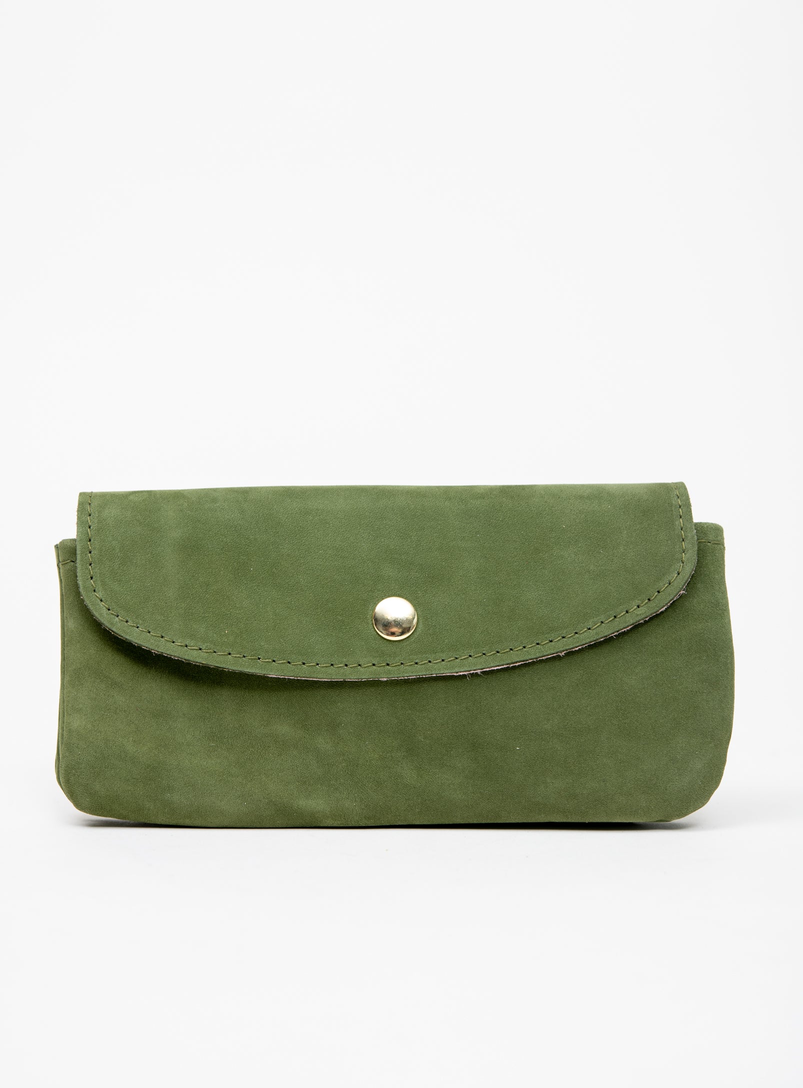 Veinage Minimalist green suede leather wallet MARQUETTE model