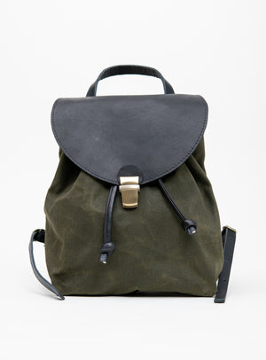 Veinage Leather and Waxed Cotton Rucksack MILAN Model Large, handmade in Montreal, Canada