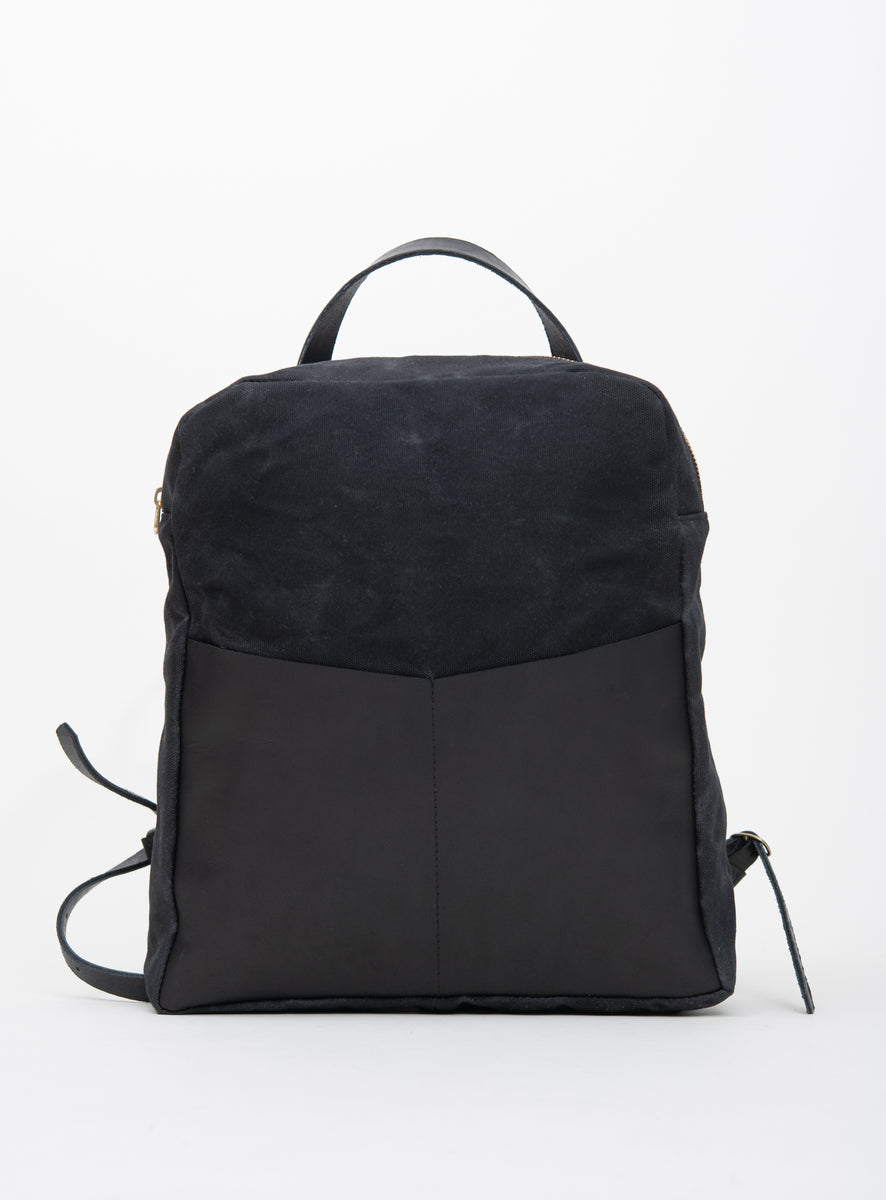 Leather and waxed coton backpack GILFORD model – Veinage
