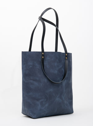 Veinage Molson blue leather minimalist tote bag 