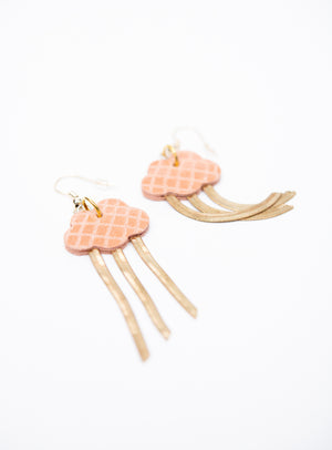 Large statement leather earrings NUAGE model, handmade by Veinage in Montreal Canada