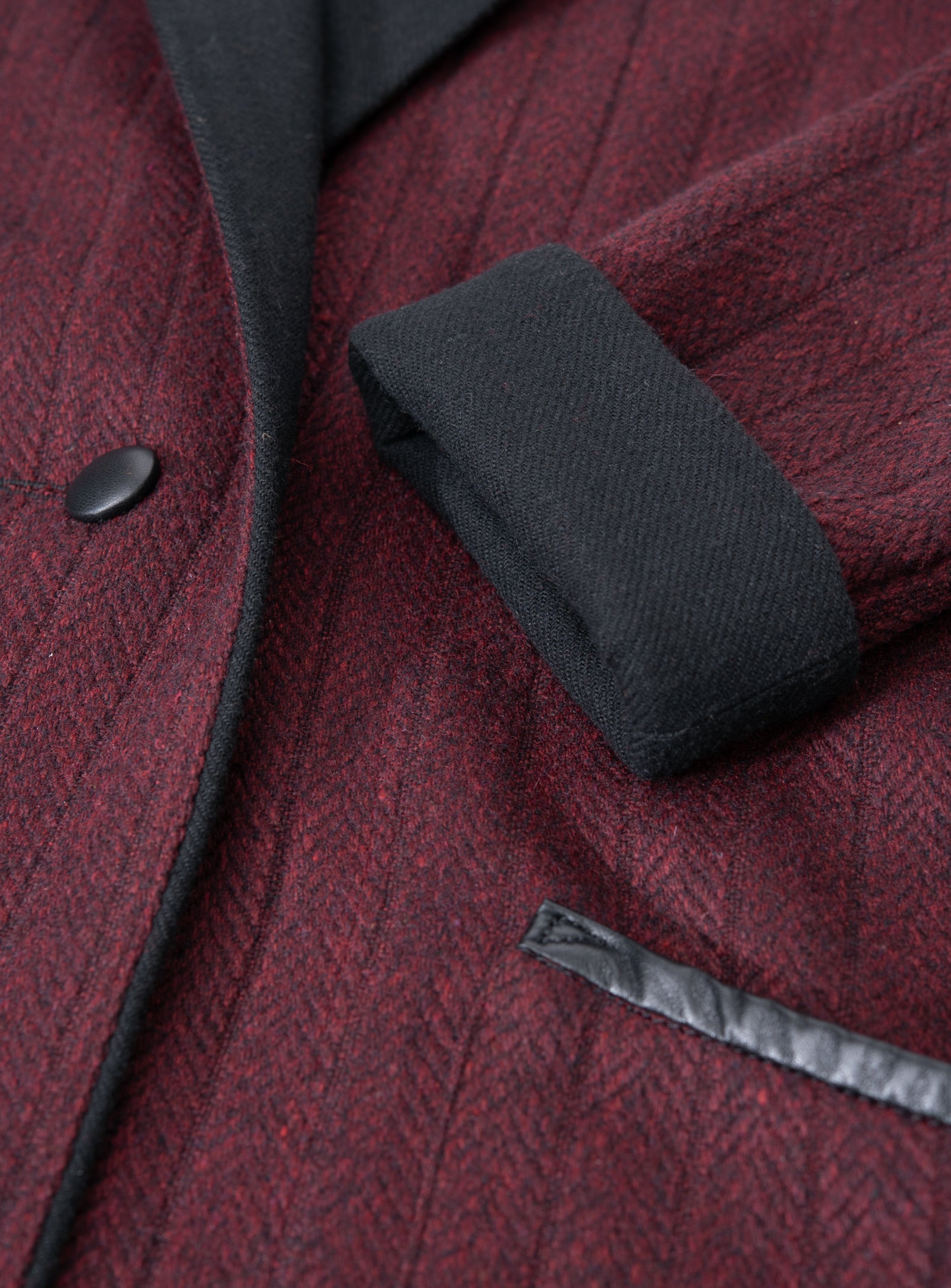 Veinage Wool Jacket Loose Fit Coat Burgundy Herringbone